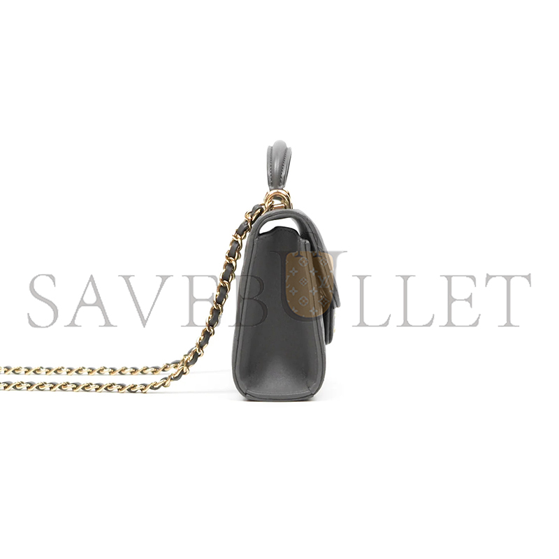 CHANEL MINI HANDLE CLUTCH WITH CHAIN GREY LAMBSKIN AP2682 (12*11*5cm)